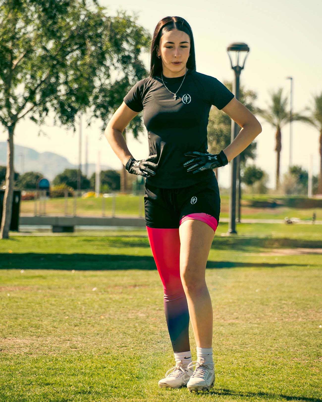 Womens-Single-Leg- flag-football-Compression-leggins