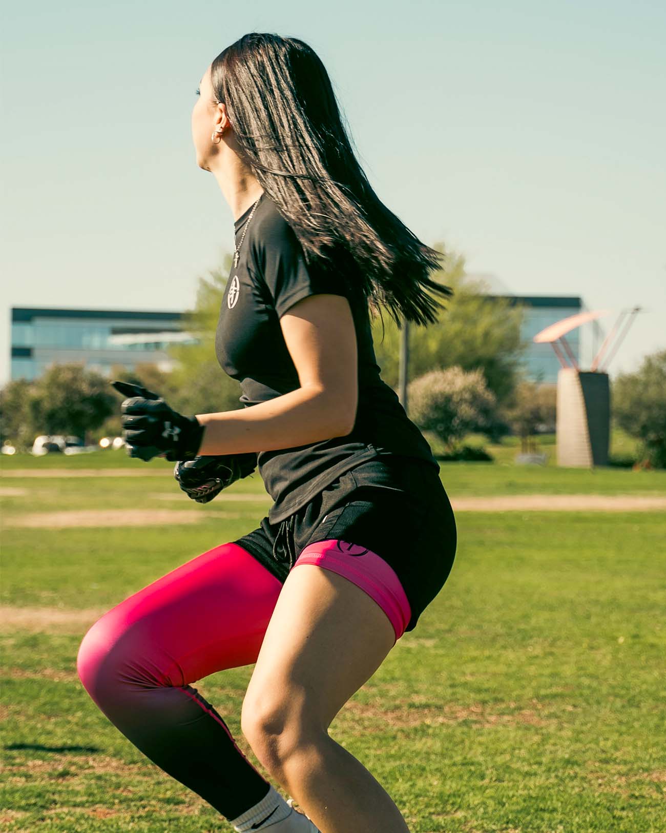Womens-Single-Leg- flag-football-Compression-leggings