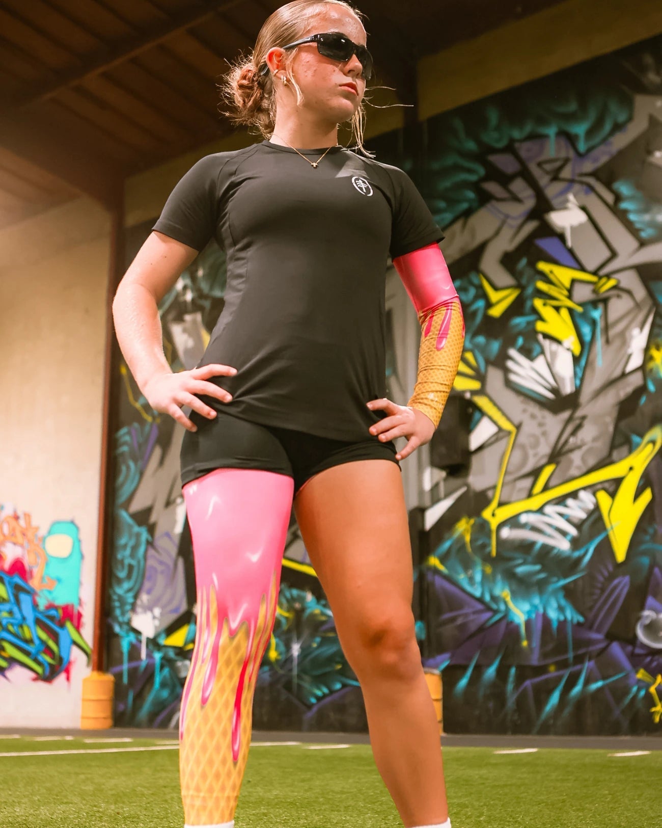 Limited Edition Designer Single - Leg Compression Pant - Flag - Up