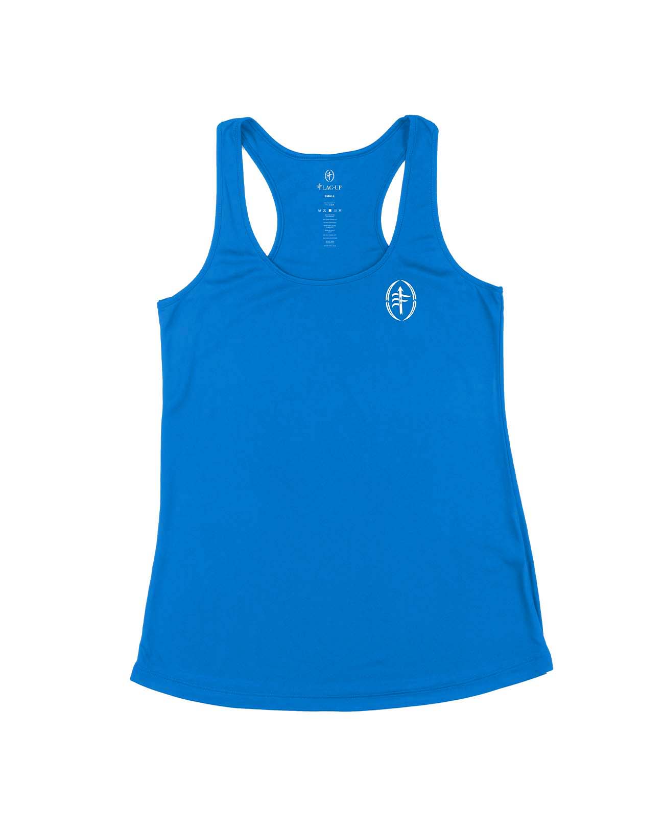 Malibu blue performance tank top for girls flag football — Flag-Up