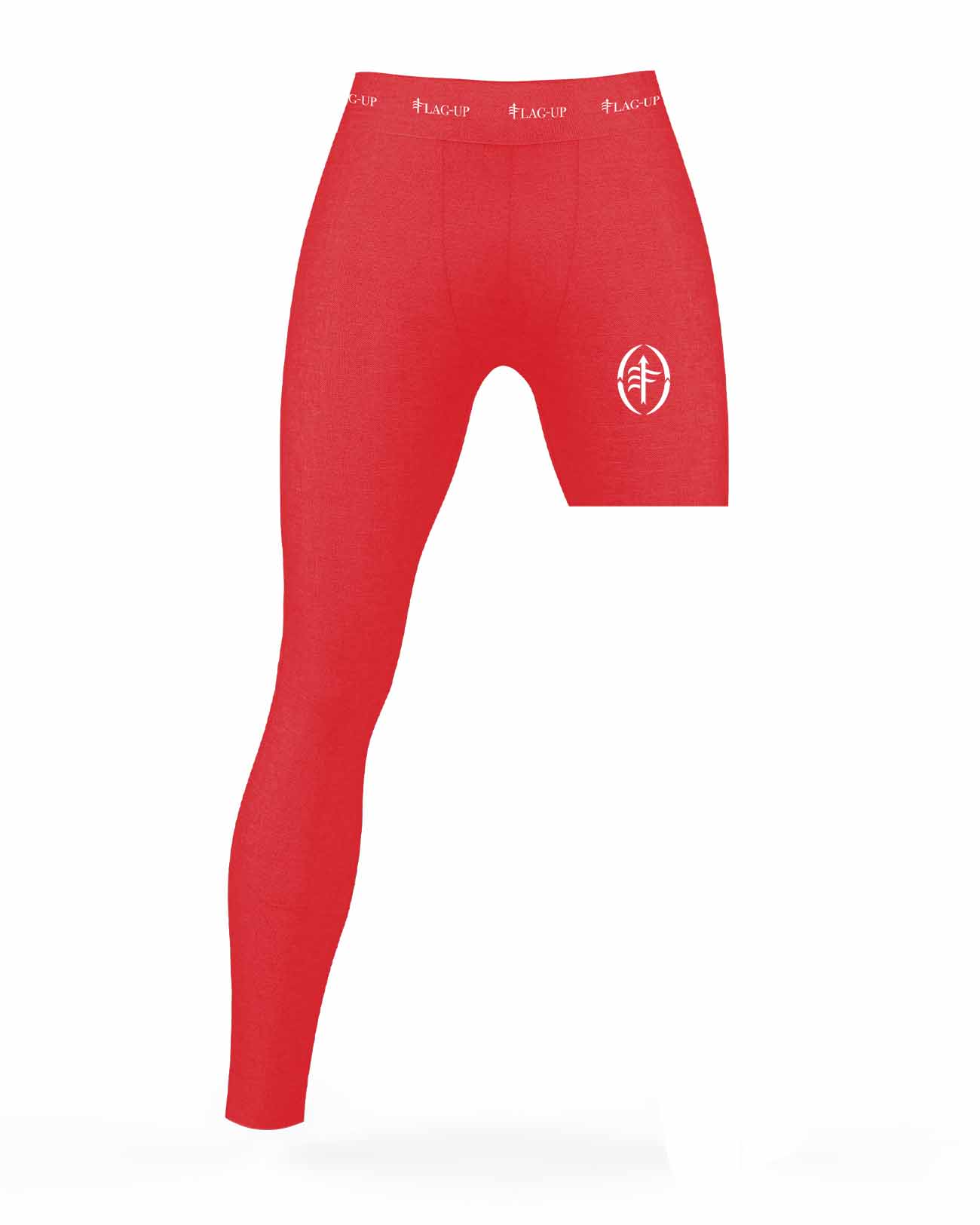 Red single-leg compression pant for girls flag football — Flag-Up
