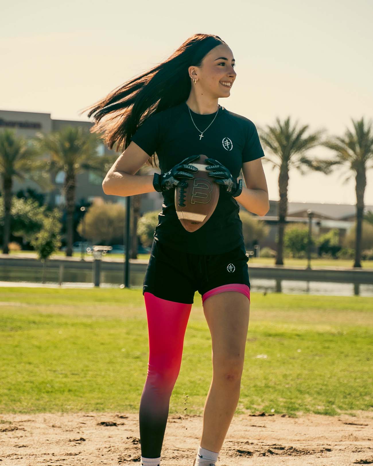 Women's Single Leg Compression Tights - Black/Pink Gradient